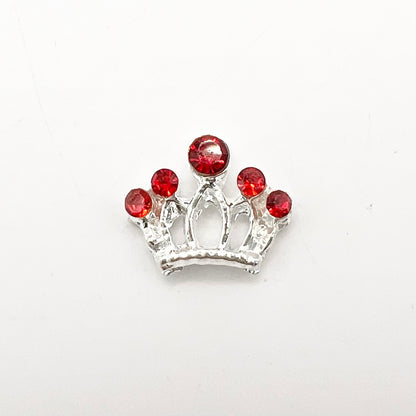 Queen - Nail Charms 10pc - #363 Silver Red Stone Crowns