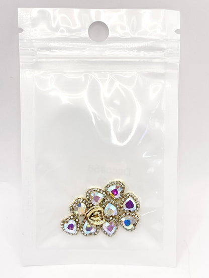 Queen - Nail Charms 10pc - #058 Gold Iridescent Hearts