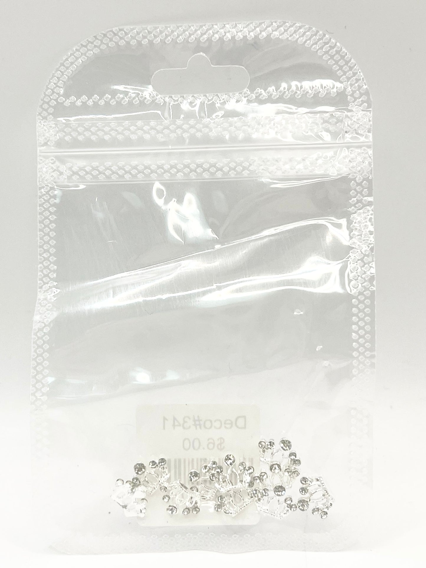 Queen - Nail Charms 10pc - #341 Silver White Stone Crowns