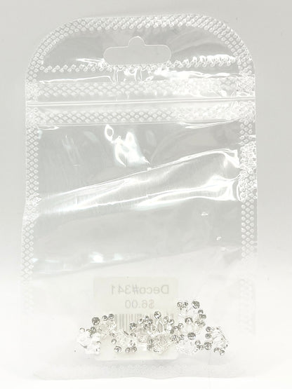 Queen - Nail Charms 10pc - #341 Silver White Stone Crowns