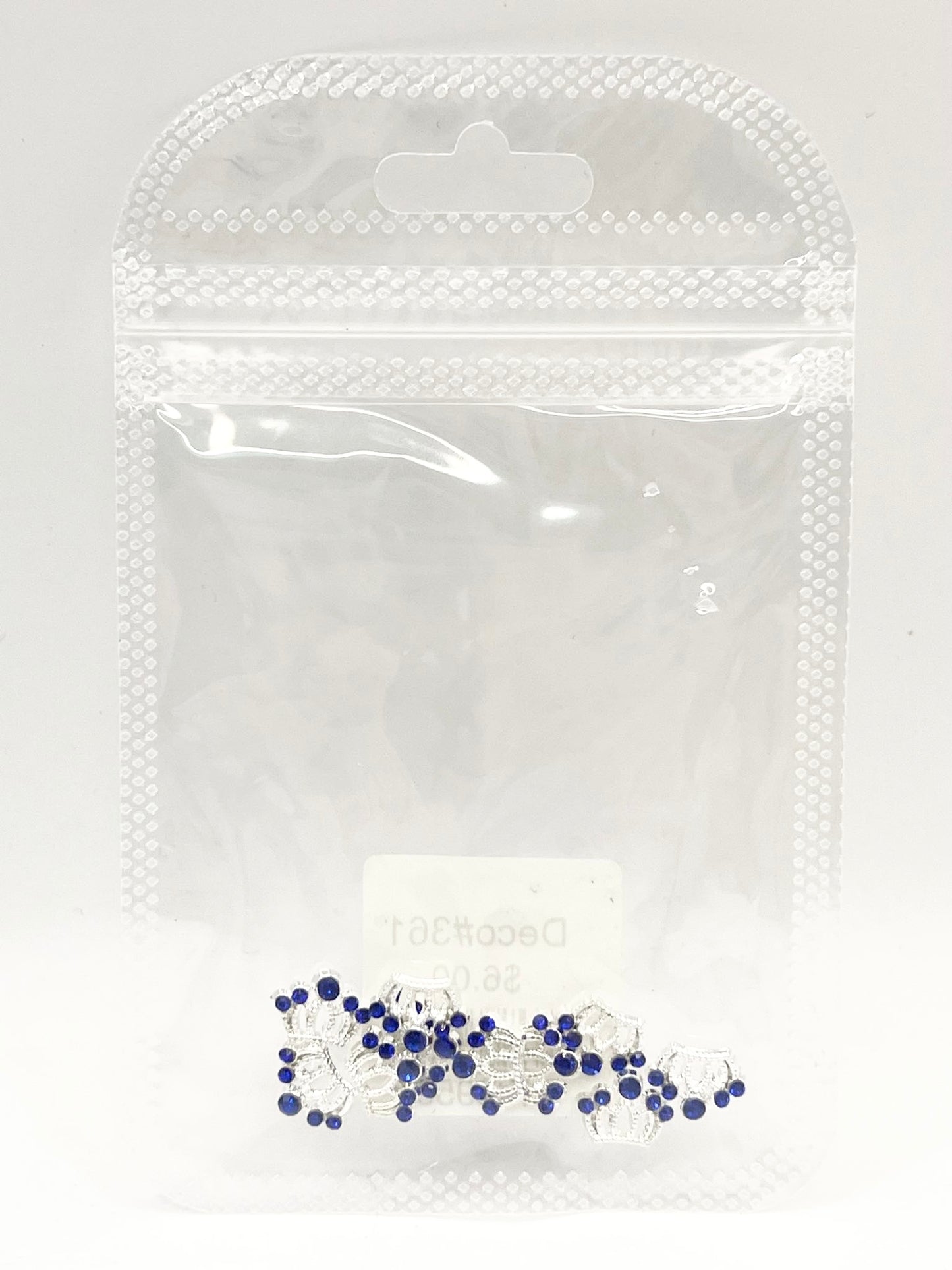 Queen - Nail Charms 10pc - #361 Silver Blue Stone Crowns