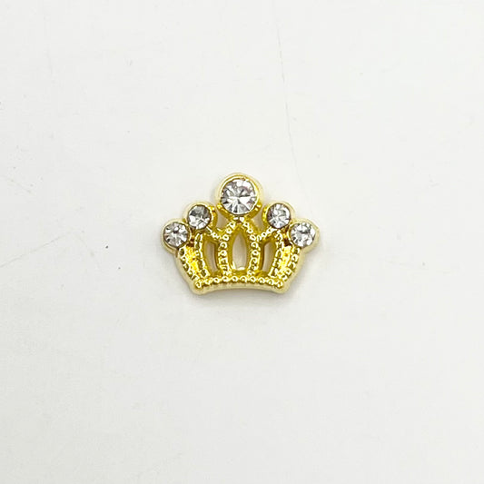 Queen - Nail Charms 10pc - #159 Gold Tiaras with White Stones