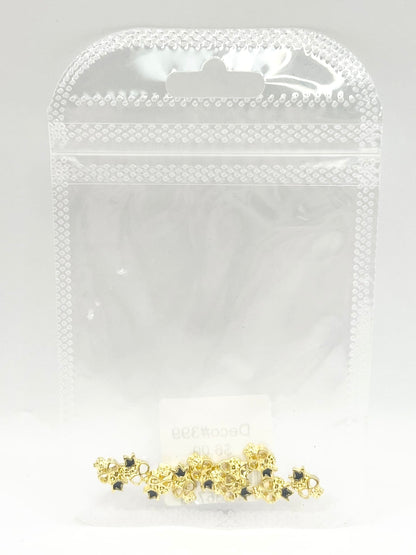 Queen - Nail Charms 10pc - #399 Gold Skulls with Black Crown