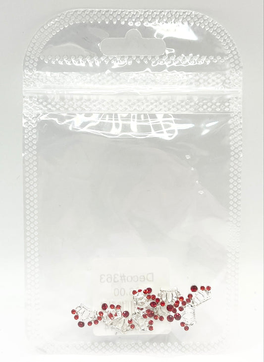 Queen - Nail Charms 10pc - #363 Silver Red Stone Crowns