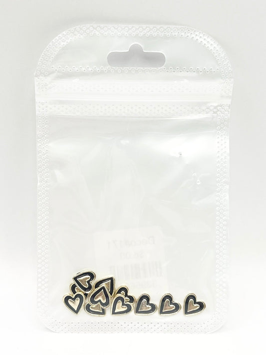 Queen - Nail Charms 10pc - #171 Gold Black Outline Hearts