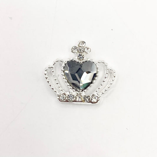 Queen - Nail Charms 10pc - #132 Silver Smokey Heart Crowns