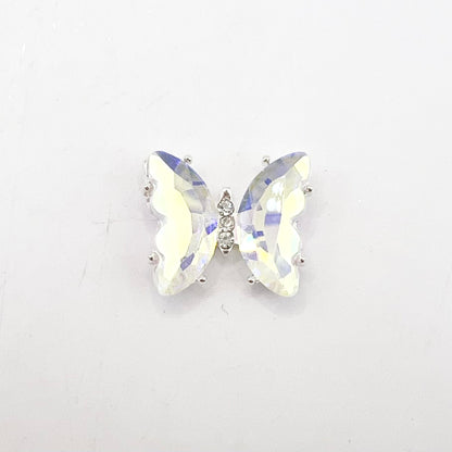 Queen - Nail Charms 10pc - #337 Silver Purple Iridescent Butterflies