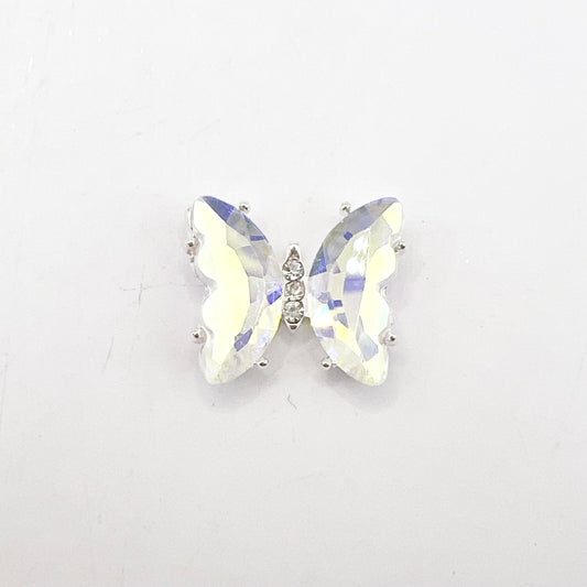 Queen - Nail Charms 10pc - #337 Silver Purple Iridescent Butterflies