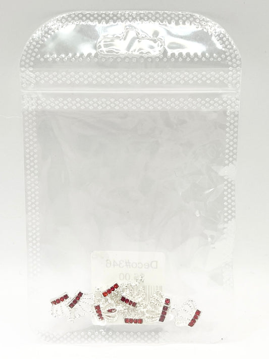 Queen - Nail Charms 10pc - #346 Silver Red Crystal Crowns