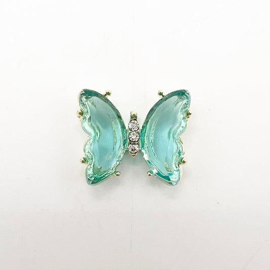 Queen - Nail Charms 10pc - #329 Gold Blue Butterflies