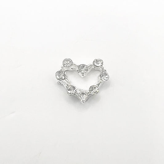 Queen - Nail Charms 10pc - #205 Silver Crystal Outlined Hearts