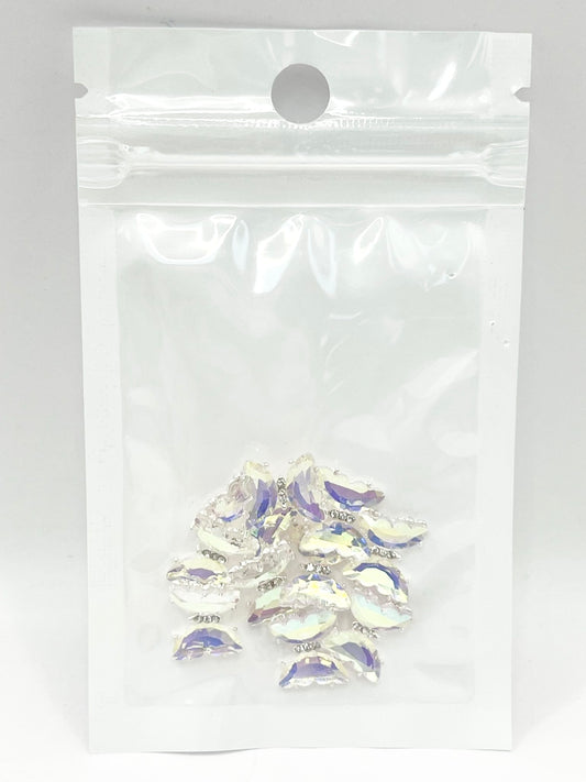 Queen - Nail Charms 10pc - #337 Silver Purple Iridescent Butterflies