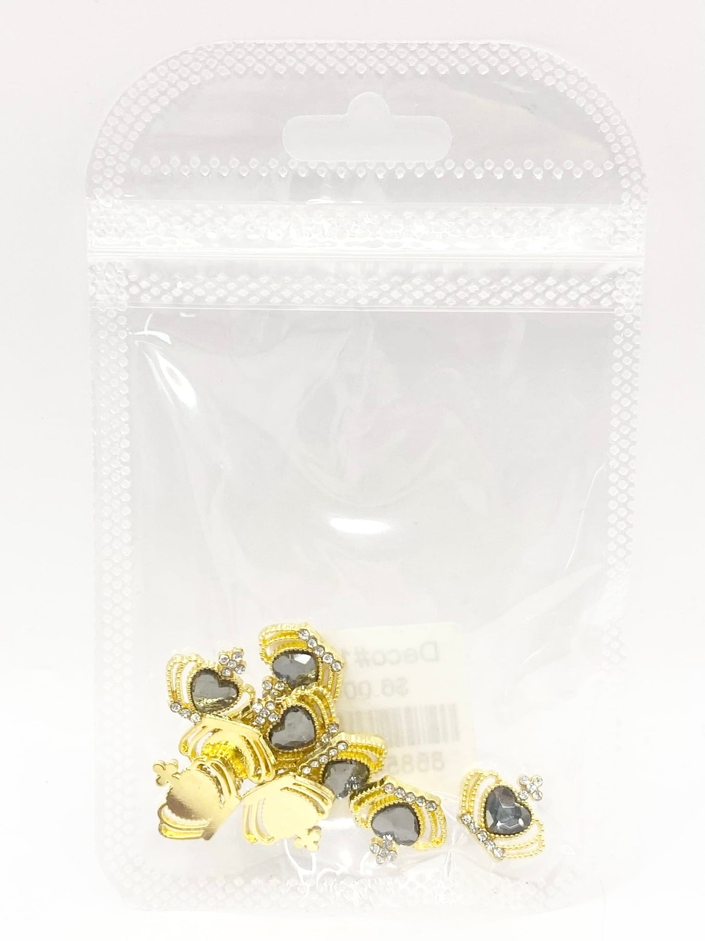 Queen - Nail Charms 10pc - #135 Gold Smokey Heart Crowns