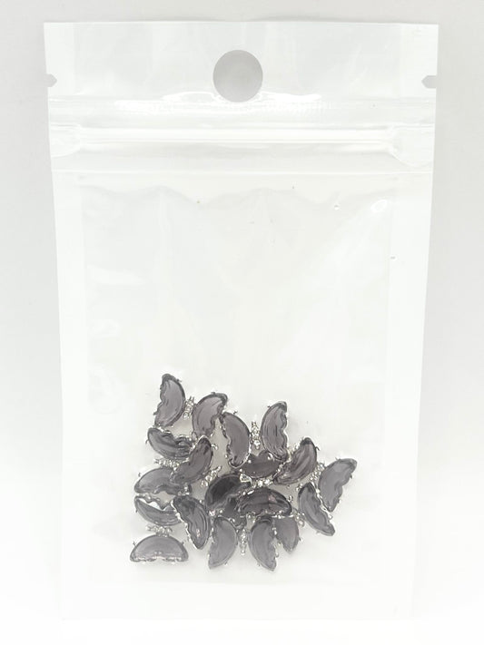 Queen - Nail Charms 10pc - #333 Silver Dark Purple Butterflies