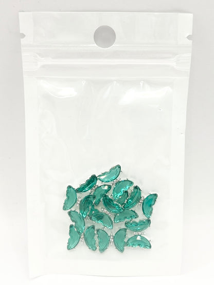 Queen - Nail Charms 10pc - #327 Silver Cyan Butterflies