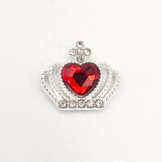 Queen - Nail Charms 10pc - #129 Silver Red Heart Crowns