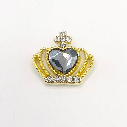 Queen - Nail Charms 10pc - #135 Gold Smokey Heart Crowns