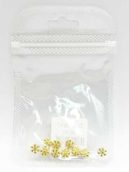 Queen - Nail Charms 10pc - #247 Gold Mini Snowflakes
