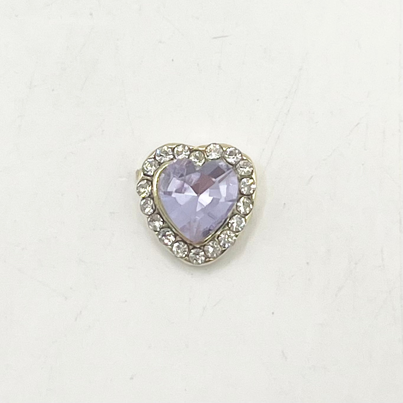 Queen - Nail Charms 10pc - #198 Gold Purple Hearts with Surrounding Crystals