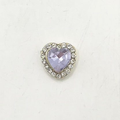 Queen - Nail Charms 10pc - #198 Gold Purple Hearts with Surrounding Crystals