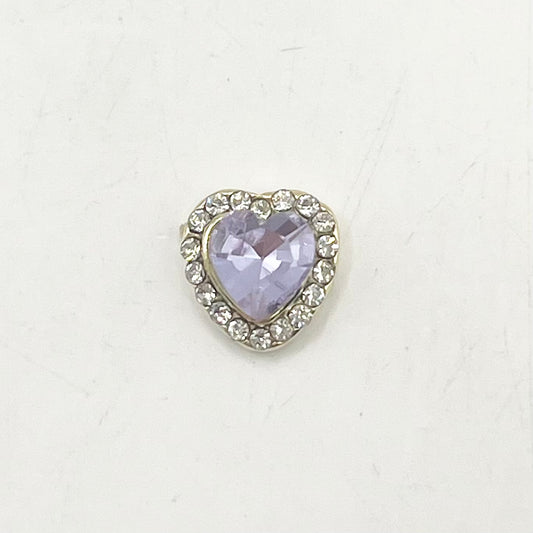 Queen - Nail Charms 10pc - #198 Gold Purple Hearts with Surrounding Crystals