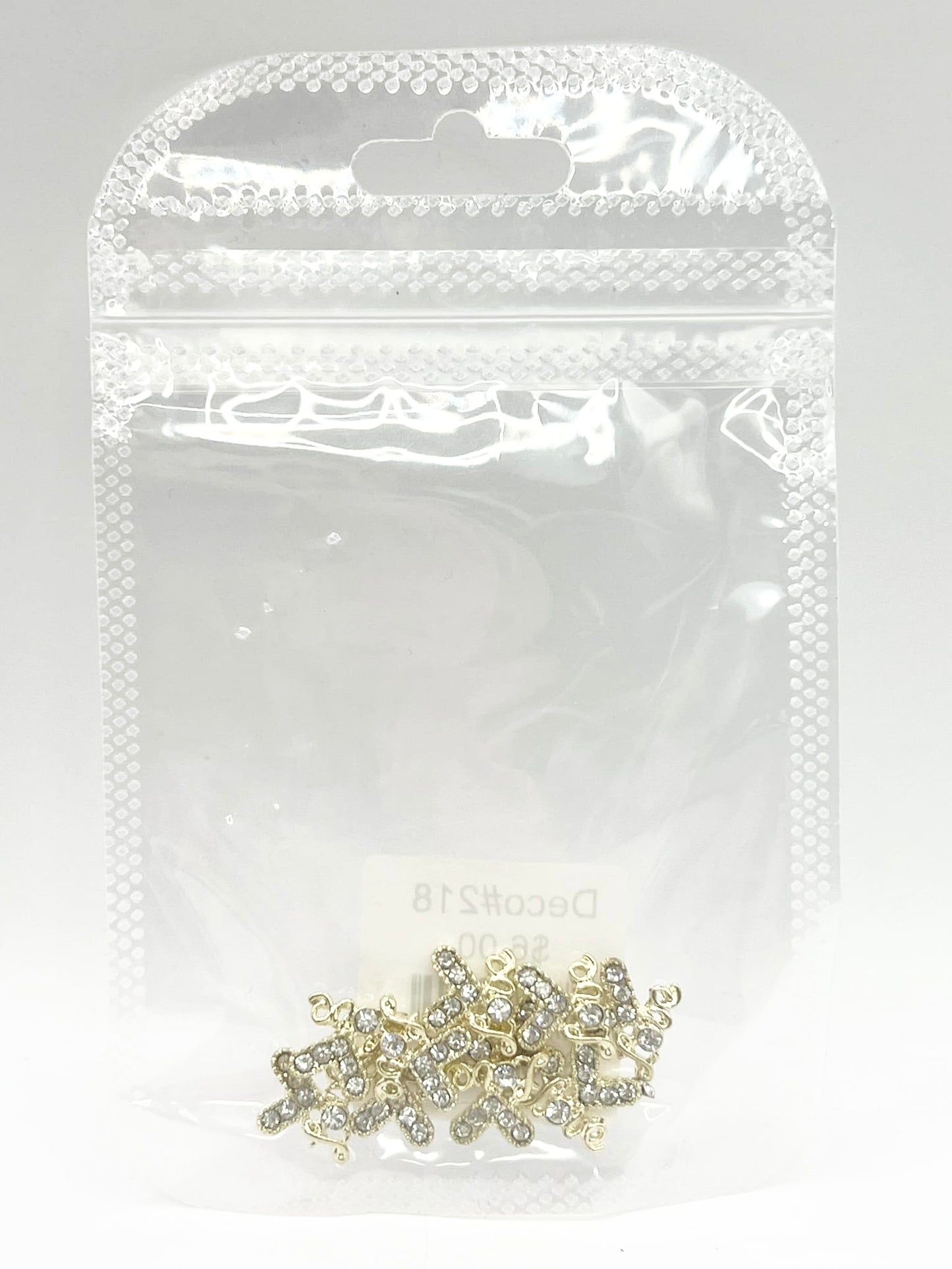 Queen - Nail Charms 10pc - #218 Gold “Love” White Hearts