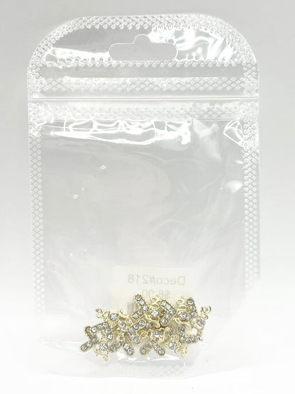 Queen - Nail Charms 10pc - #218 Gold “Love” White Hearts