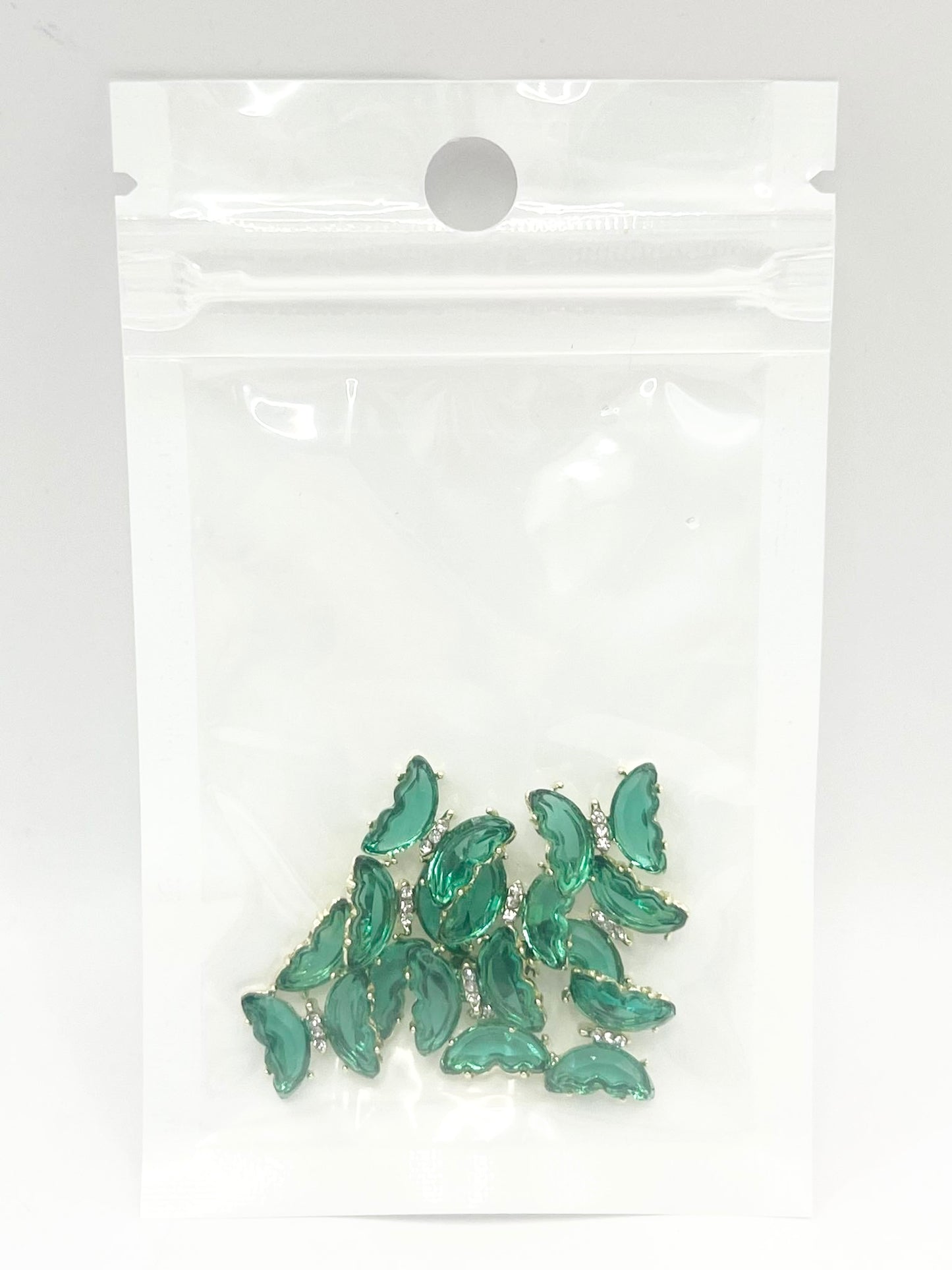 Queen - Nail Charms 10pc - #328 Gold Cyan Butterflies