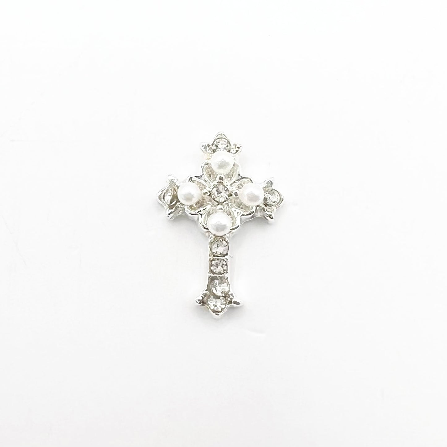 Queen - Nail Charms 10pc - #387 Silver Pearl Crosses