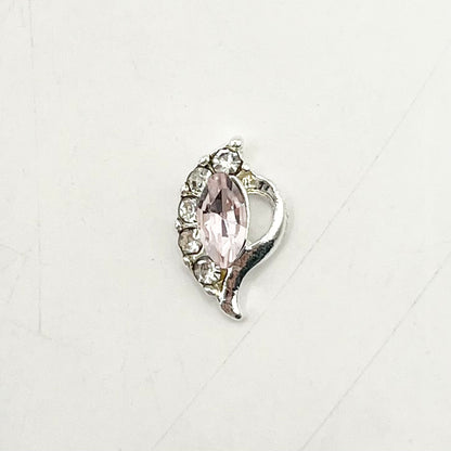 Queen - Nail Charms 10pc - #179 Silver Pink Leafs with Crystals