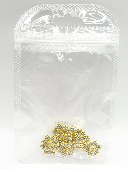Queen - Nail Charms 10pc - #241 Gold Big Crystal Snowflakes