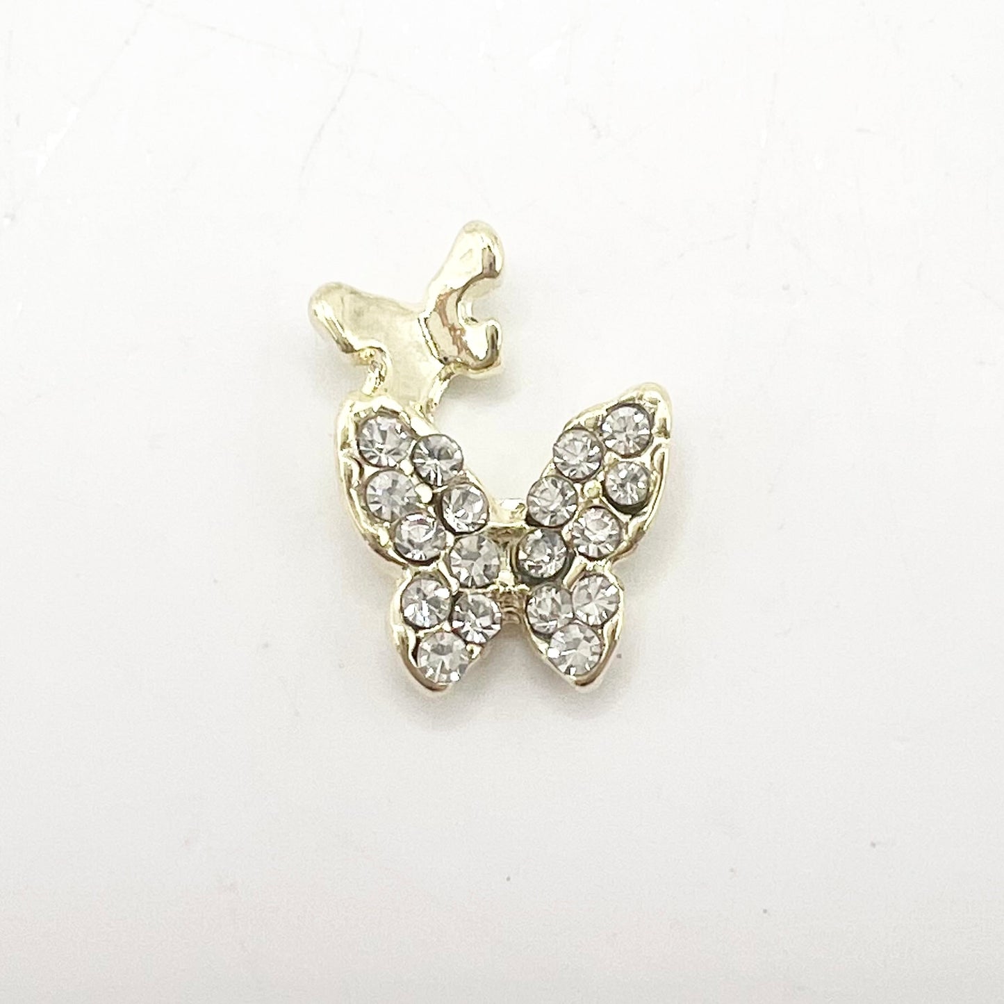 Queen - Nail Charms 10pc - #300 Gold White Crystal Butterflies with Mini
