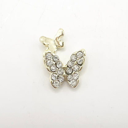 Queen - Nail Charms 10pc - #300 Gold White Crystal Butterflies with Mini