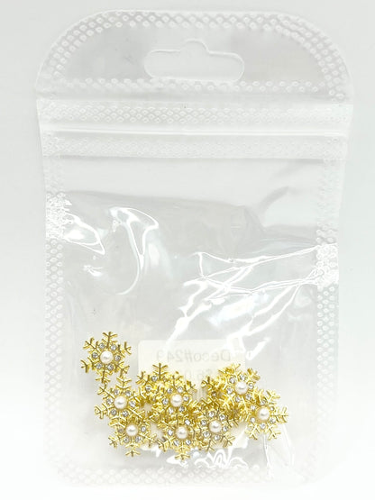 Queen - Nail Charms 10pc - #249 Gold Pearl Snowflake