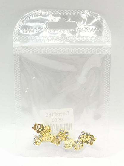Queen - Nail Charms 10pc - #159 Gold Tiaras with White Stones