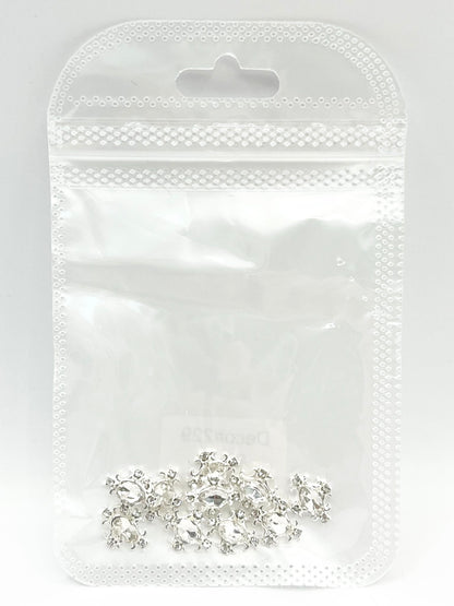 Queen - Nail Charms 10pc - #229 Silver Gem Crest