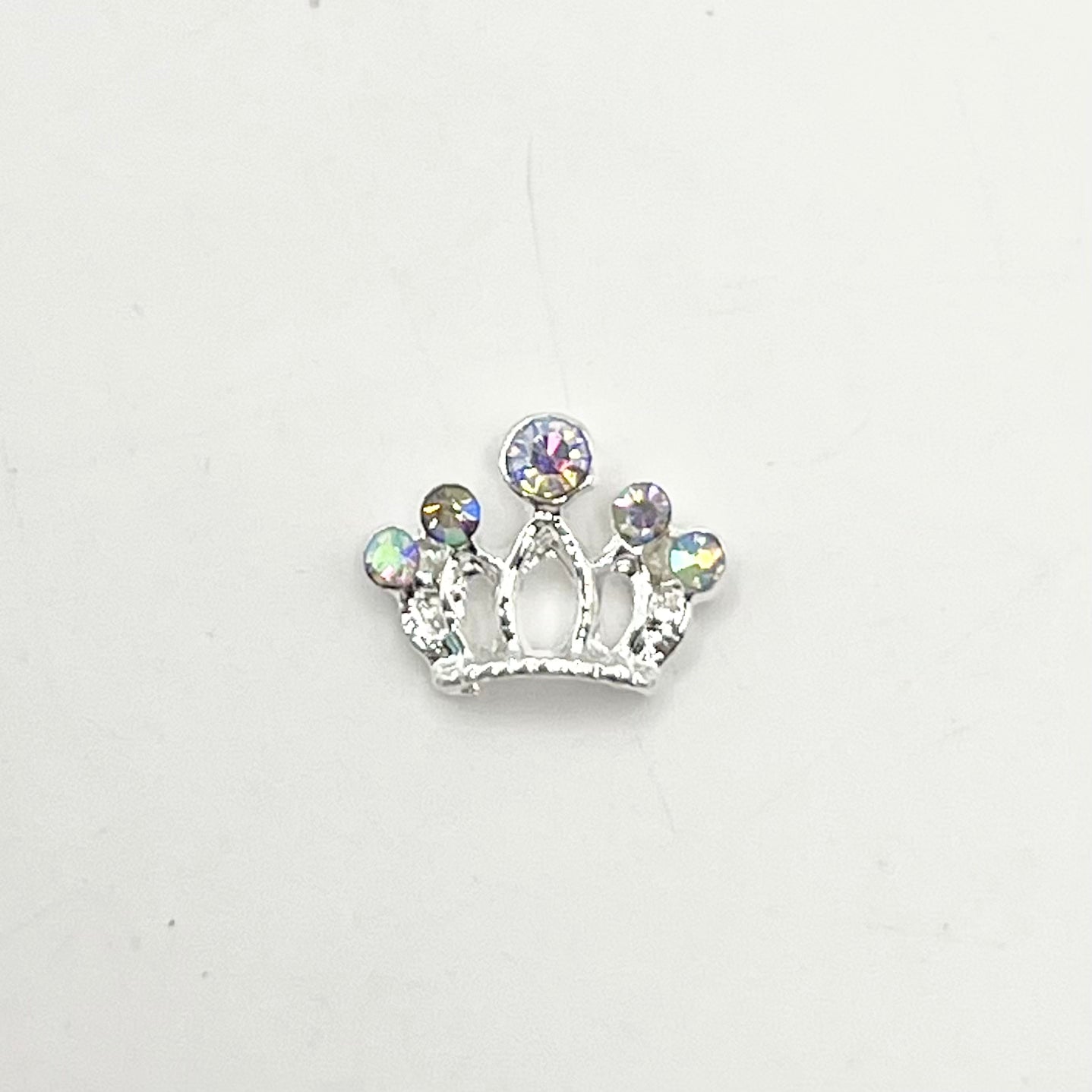 Queen - Nail Charms 10pc - #158 Silver Tiaras with Iridescent Stones