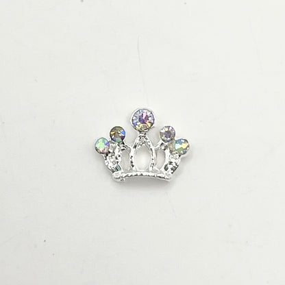 Queen - Nail Charms 10pc - #158 Silver Tiaras with Iridescent Stones
