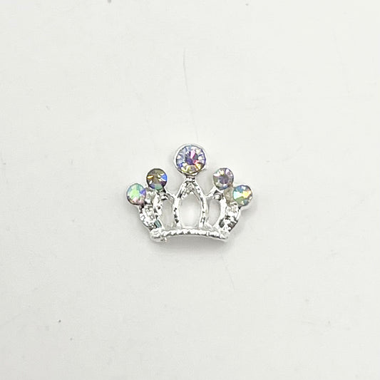 Queen - Nail Charms 10pc - #158 Silver Tiaras with Iridescent Stones