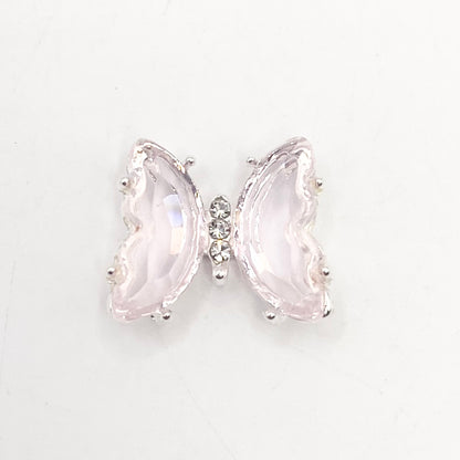 Queen - Nail Charms 10pc - #107 Silver White Crystal Butterflies