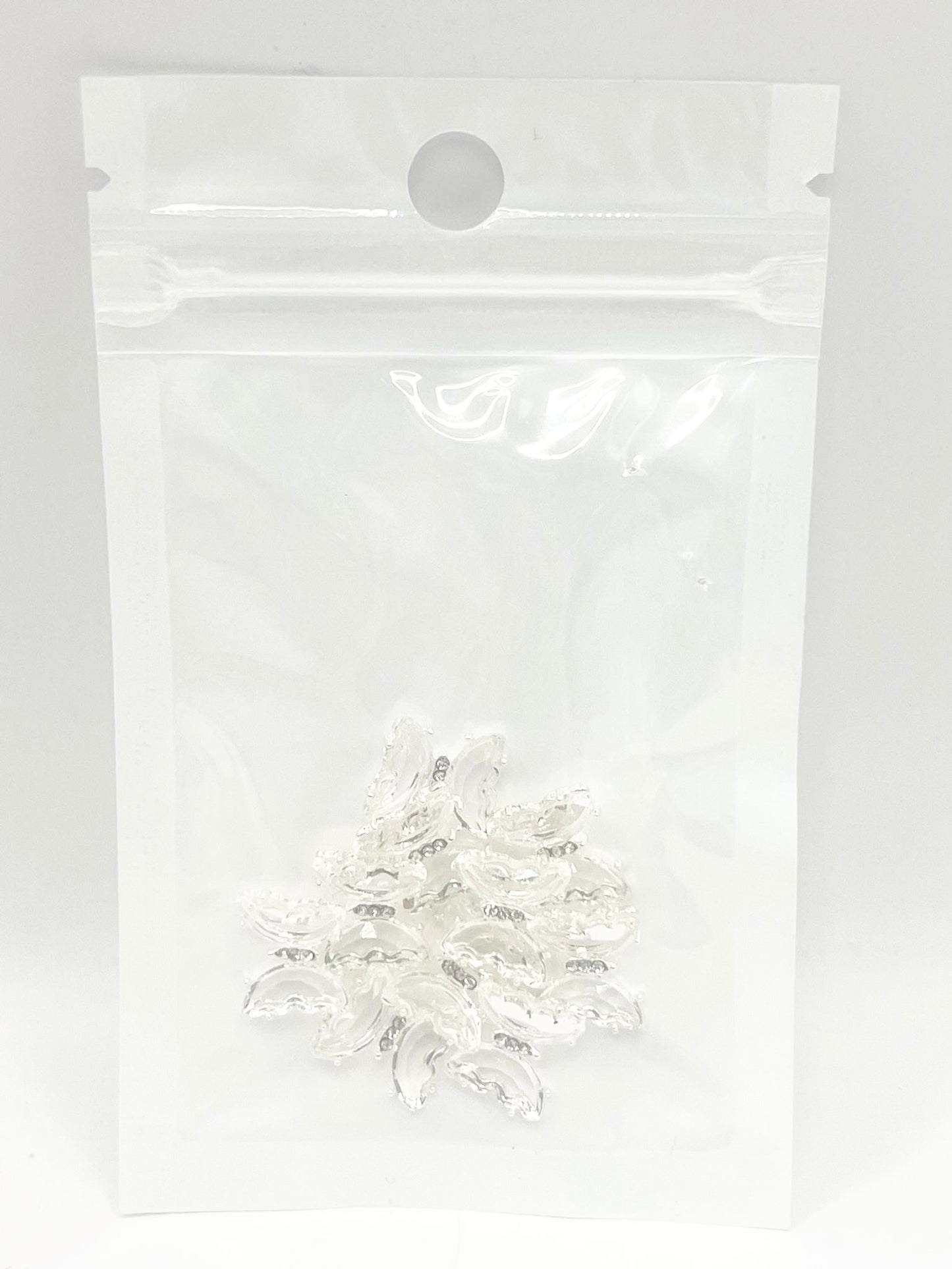 Queen - Nail Charms 10pc - #317 Silver Crystal Clear Butterflies