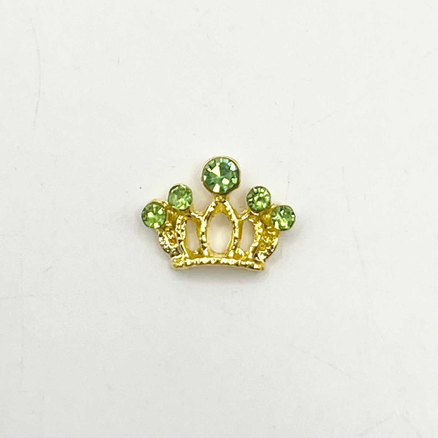 Queen - Nail Charms 10pc - #162 Gold Tiaras with Light Green Stones