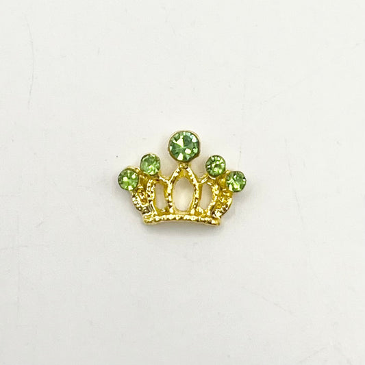 Queen - Nail Charms 10pc - #162 Gold Tiaras with Light Green Stones
