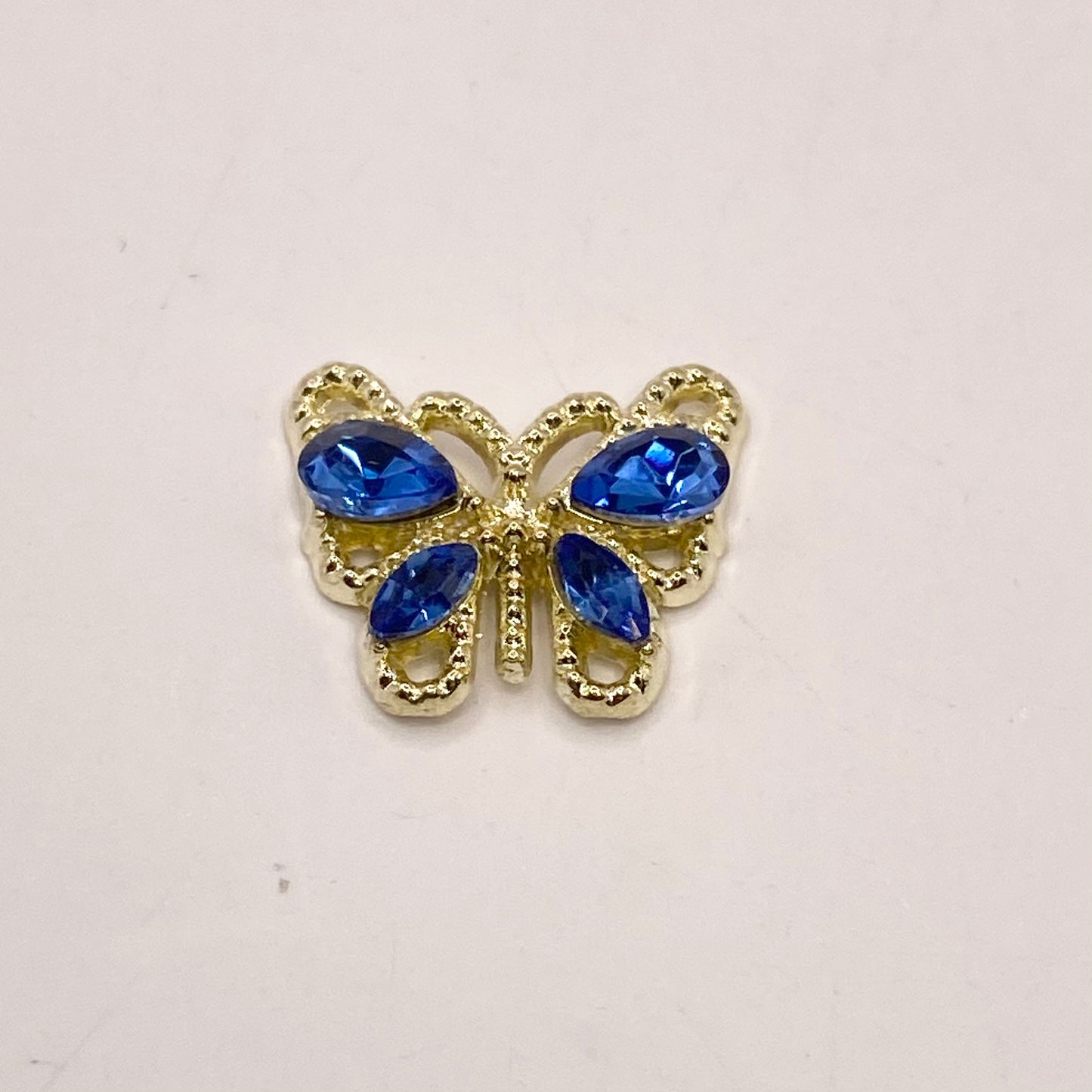 Queen - Nail Charms 10pc - #031 Gold Sapphire Crystal Butterflies
