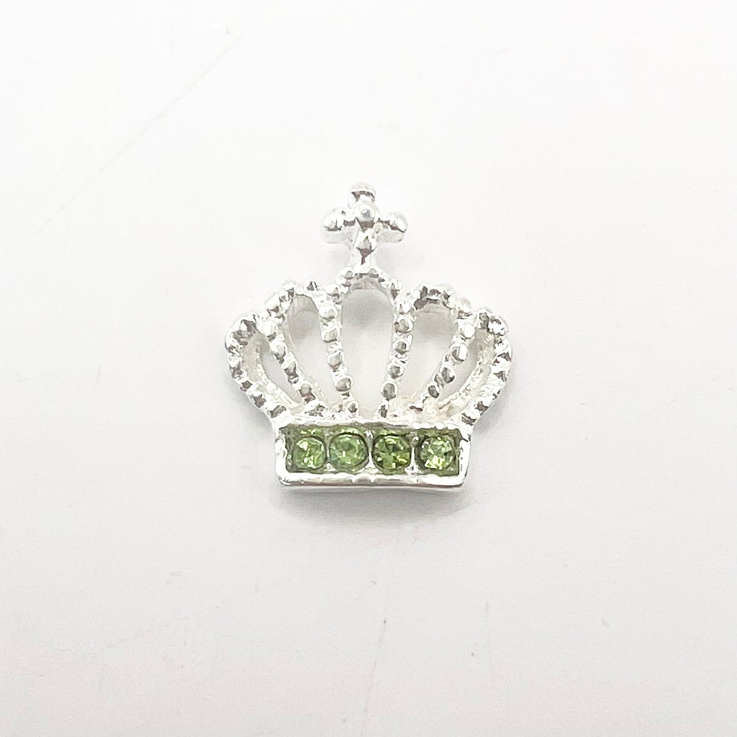Queen - Nail Charms 10pc - #350 Silver Light Green Crystal Crowns