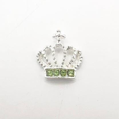 Queen - Nail Charms 10pc - #350 Silver Light Green Crystal Crowns