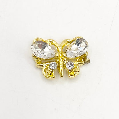 Queen - Nail Charms 10pc - #113 Gold White Gem Butterflies