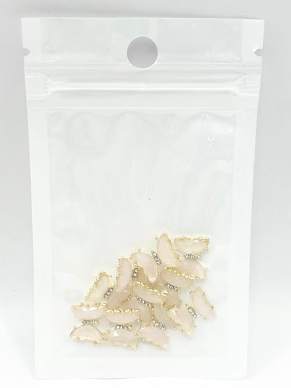 Queen - Nail Charms 10pc - #336 Gold Light Pink Butterflies