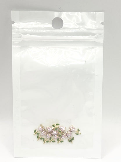 Queen - Nail Charms 10pc - #294 Gold Pink Roses