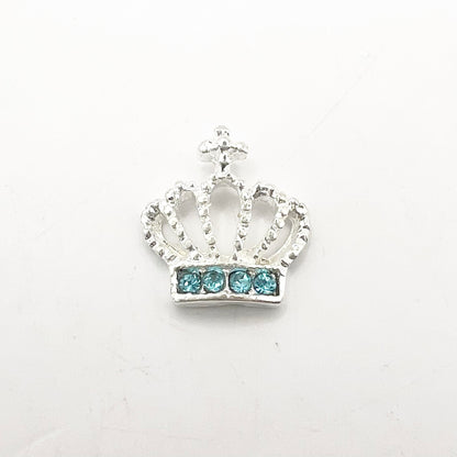 Queen - Nail Charms 10pc - #352 Silver Light Blue Crystal Crowns